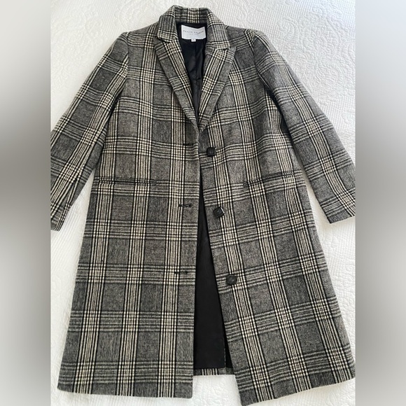 Petite Studio NYC Jane Wool Coat Women’s in Black and Gray Plaid - Picture 3 of 8